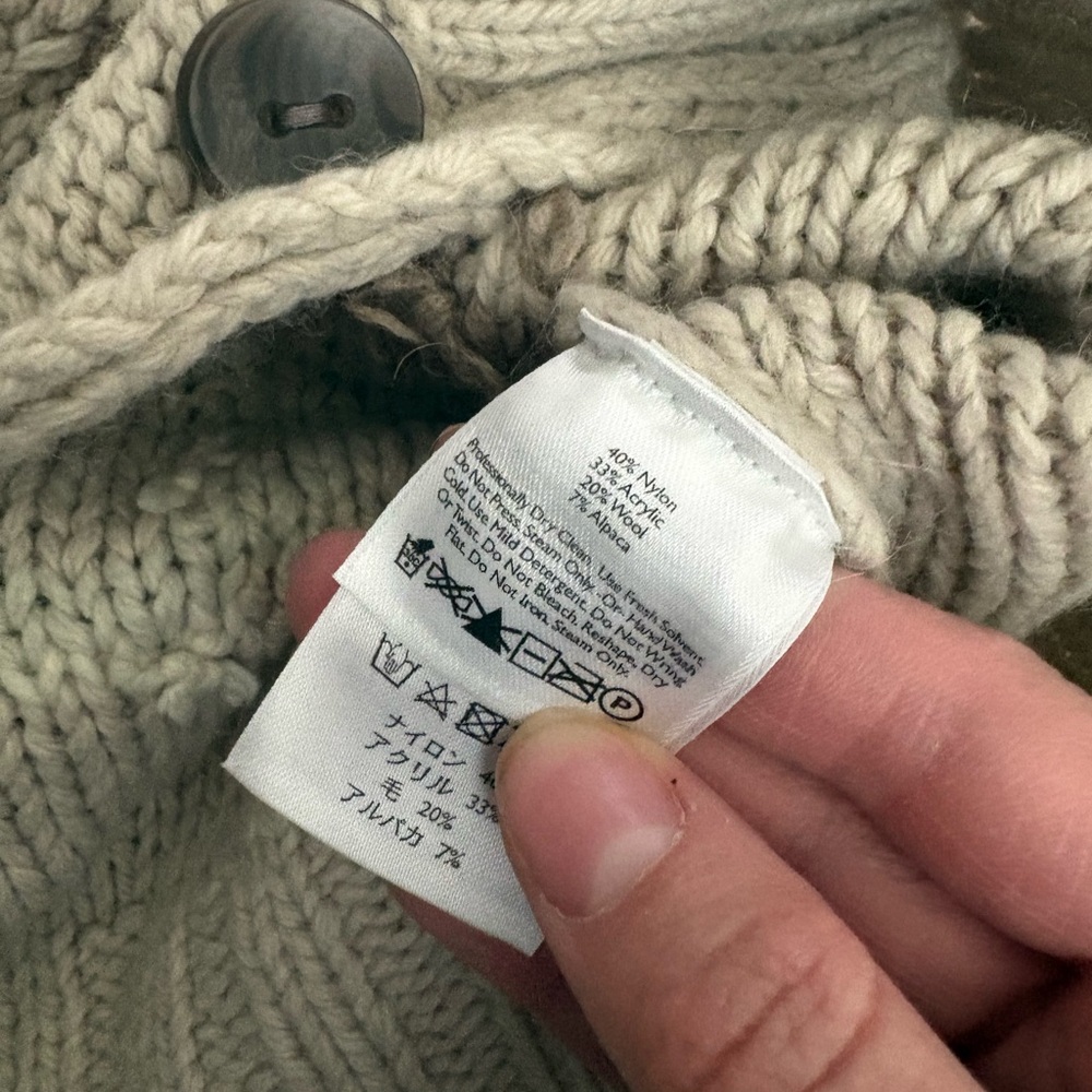 Eddie Bauer Vintage Womens Alpaca Wool Blend Hand Knit Shawl Collar Cardigan - Picture 4 of 4
